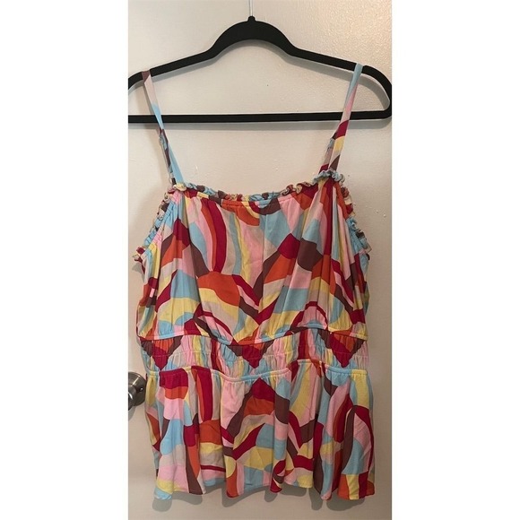 Torrid 3 Women's Multicolor Peplum Gauze Square Neck Cami Top Plus Size‎ 3x - Picture 3 of 9